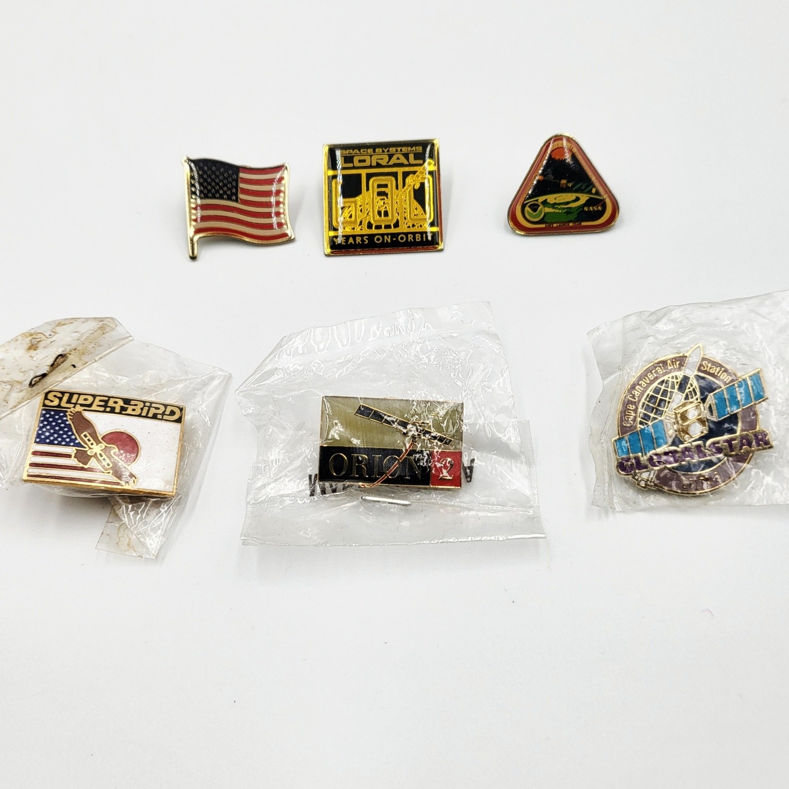 Vintage NASA American Flag Space Systems Collectible Enamel Pins MIXED LOT of 6
