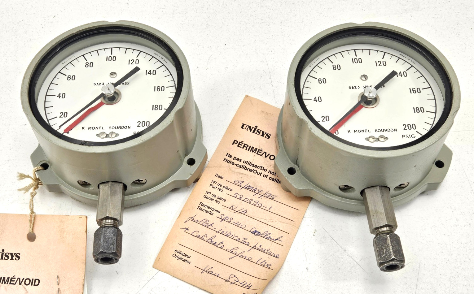 (2) Weksler Instruments Pressure Gauges - SA23-3PHF - 685-01-281-2627