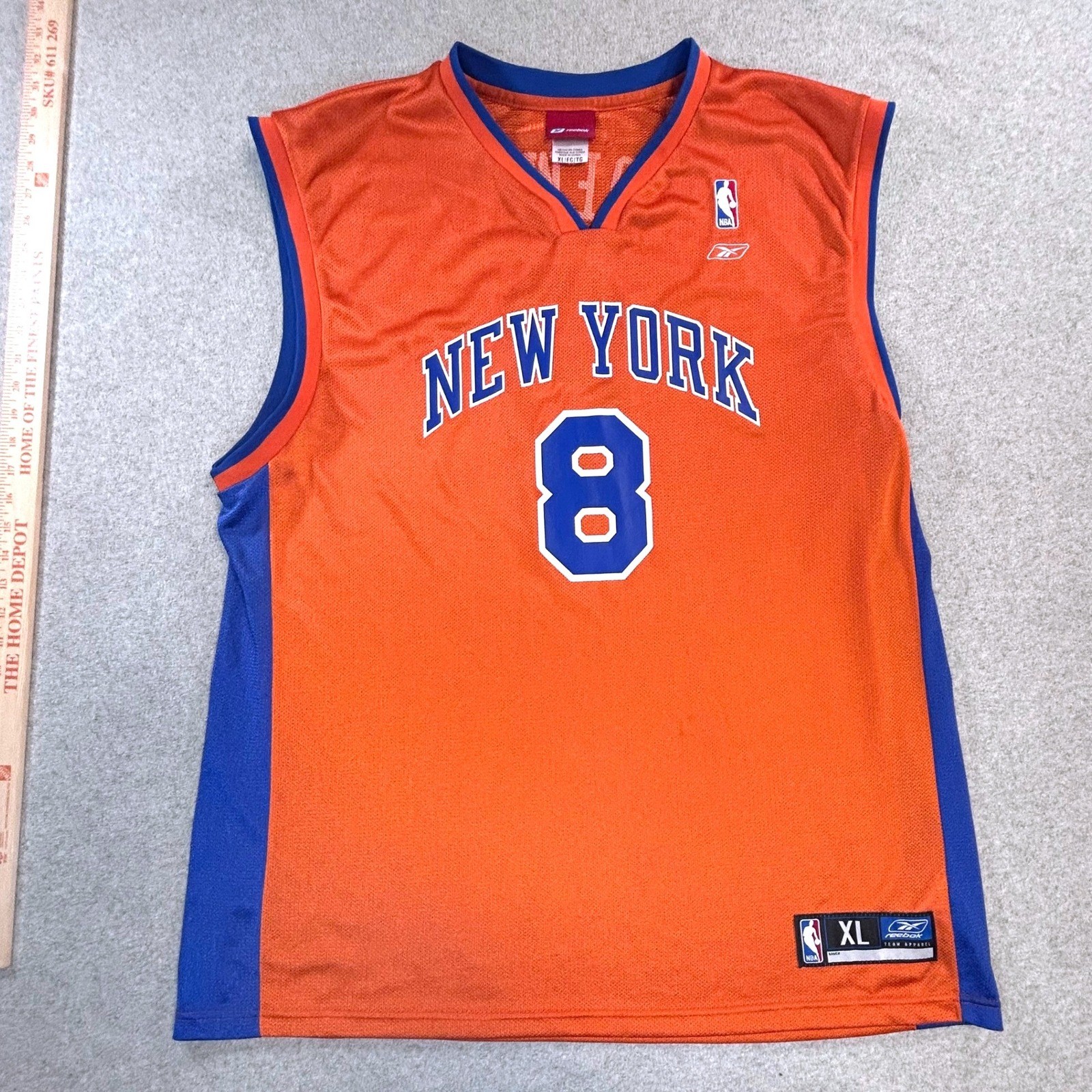 Reebok New York Knicks Sprewell #8 Jersey Mens XL Orange NBA Basketball Vintage