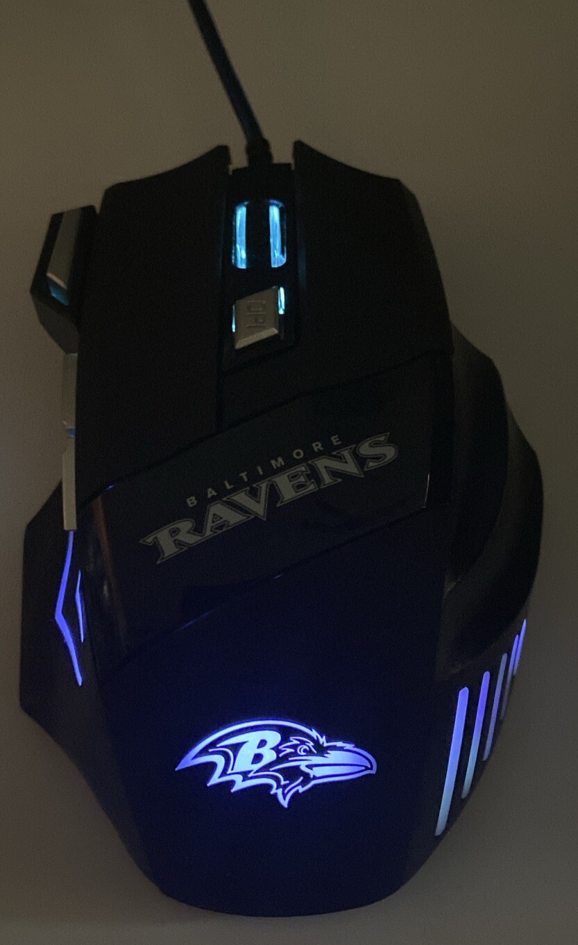 BALTIMORE RAVENS GAMING WIRED MOUSE MODEL RGX-M2-BLK 7200DPI 7 BUTTON 5V 100mA