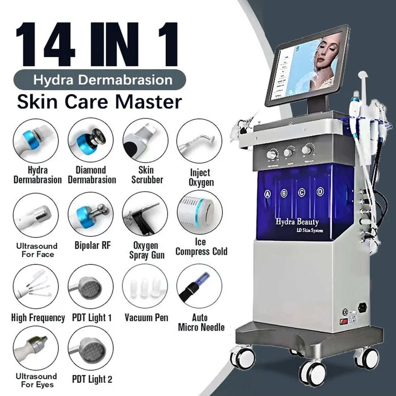 14in1 Hydra Spa Facial Beauty Machine Hydro Dermabrasion Skin Cleaning Face Li1y