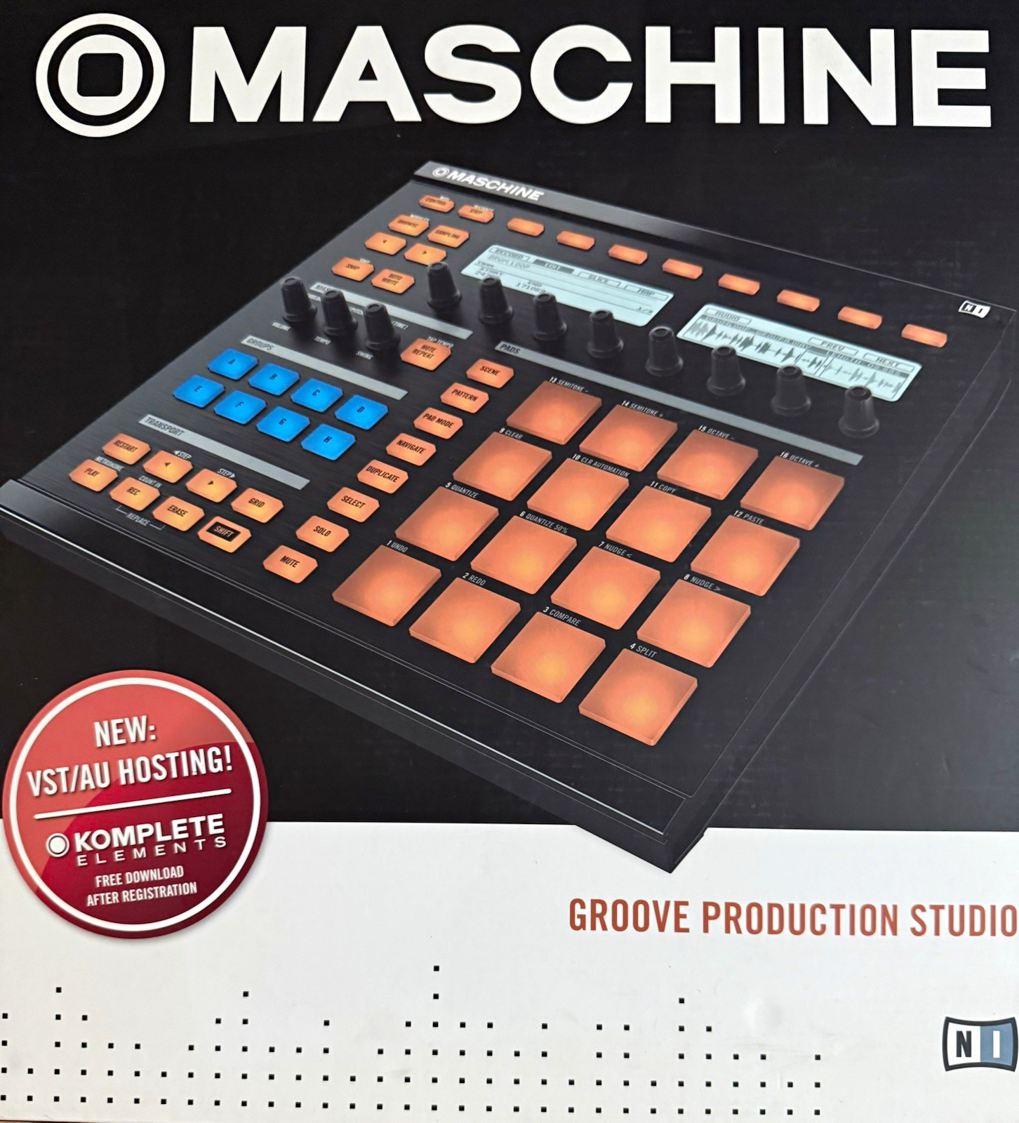 Native Instruments MASCHINE Groovebox Controller, 16 Pad Triggers, Black