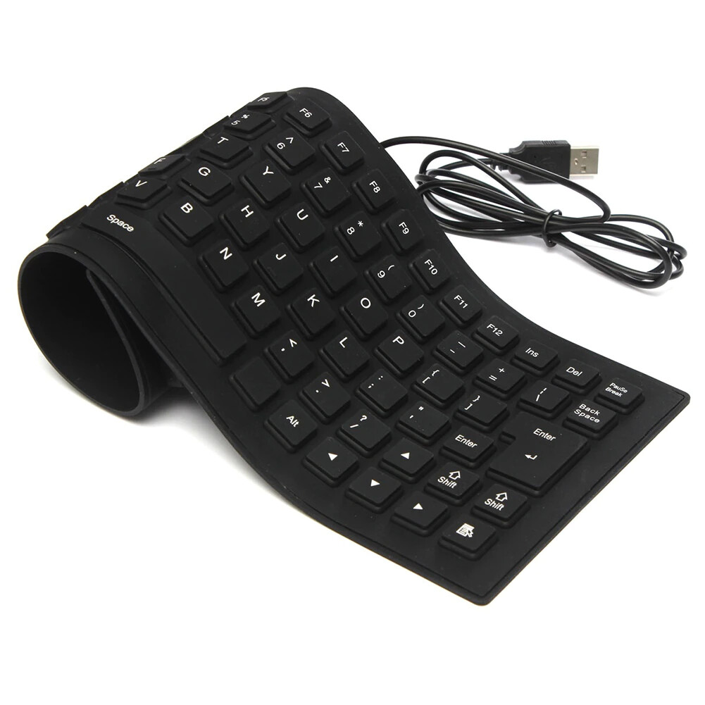 US 1-2 Pc Waterproof Silicone Keyboard Foldable Flexible USB Dustproof Full Size