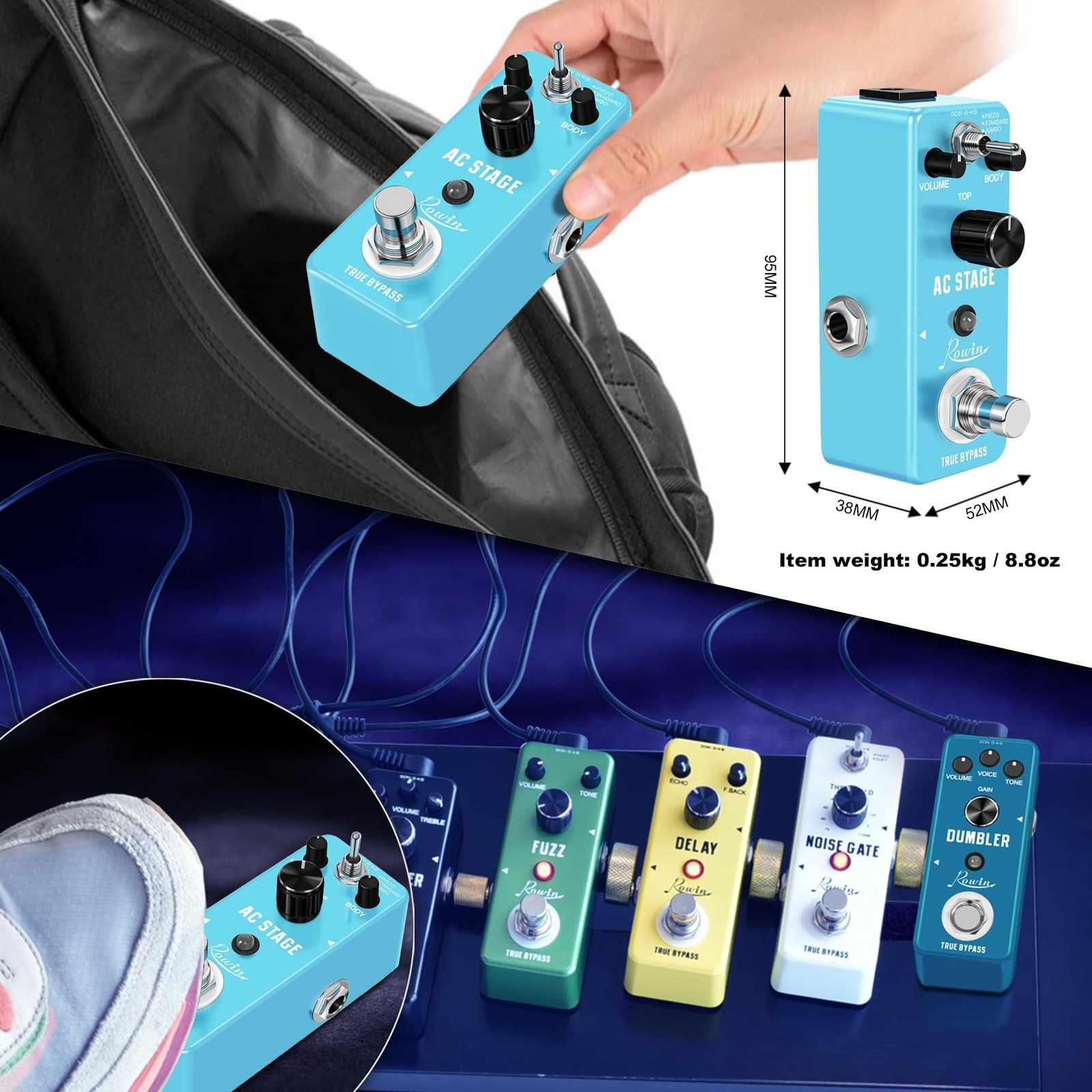 Rowin Acoustic AC Stage Acoustic Guitar Simulator Pedal