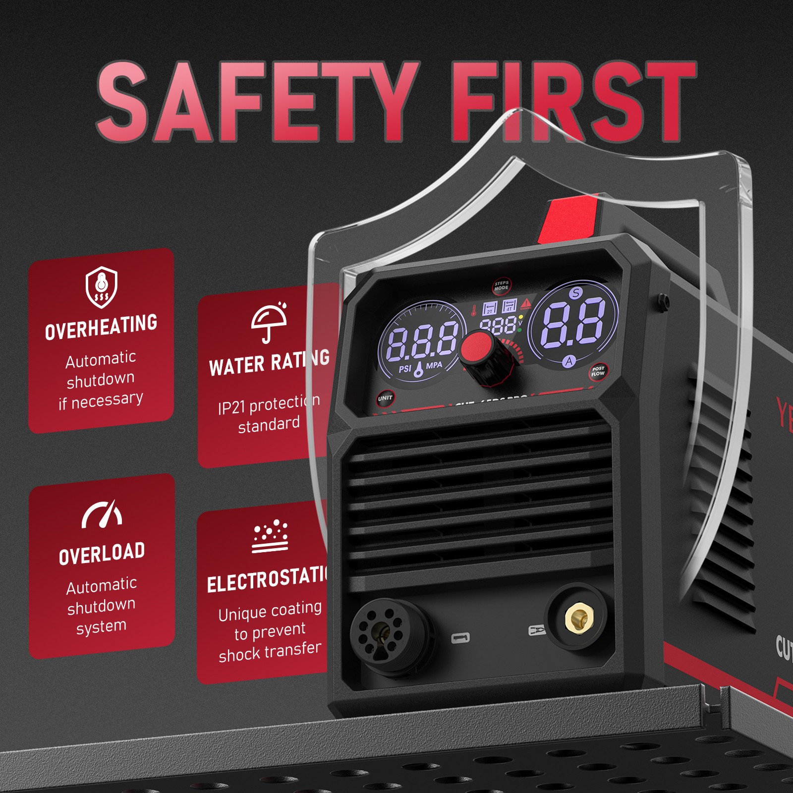 YESWELDER CUT-65DS PRO Safety Kit: Plasma Cutter, Helmet & Gloves, 65A
