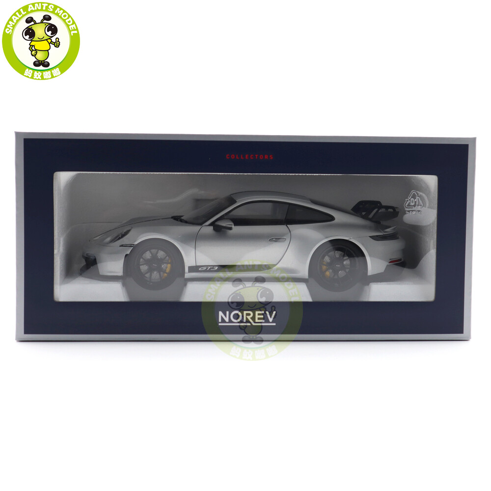 1/18 Porsche 911 992 GT3 2021 Norev 187317 Silver Black Strips Diecast Model Car