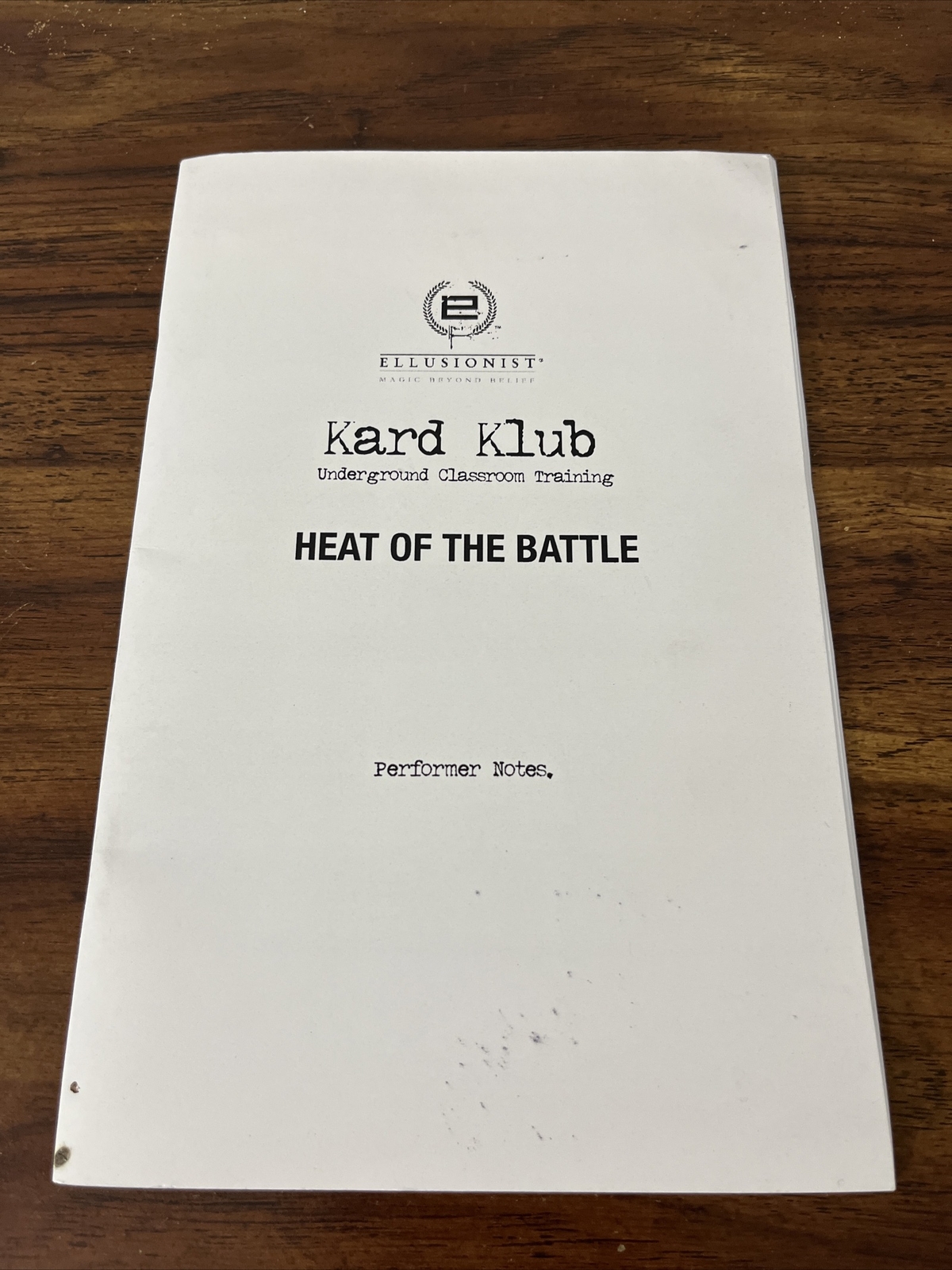 Ellusionist Kard Klub Heat of the Battle Performers Note Booklet