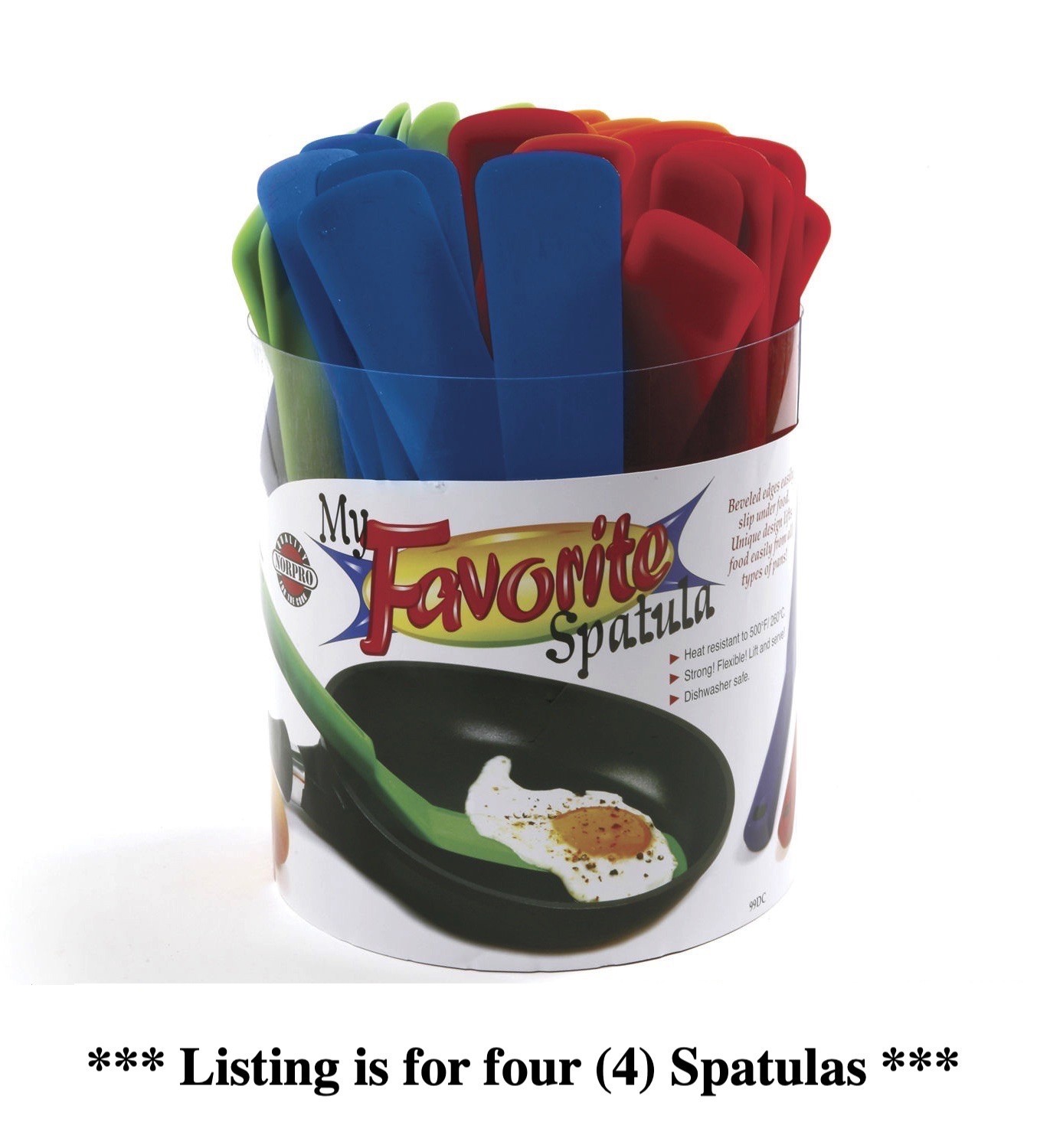 Norpro My Favorite Spatula 11 Inches, Assorted Colors (4-Pack)