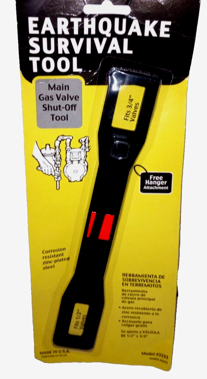 Quake America Emergency Main Gas Shut-Off Wrench Tool for 3/4" Valves #3333  New
