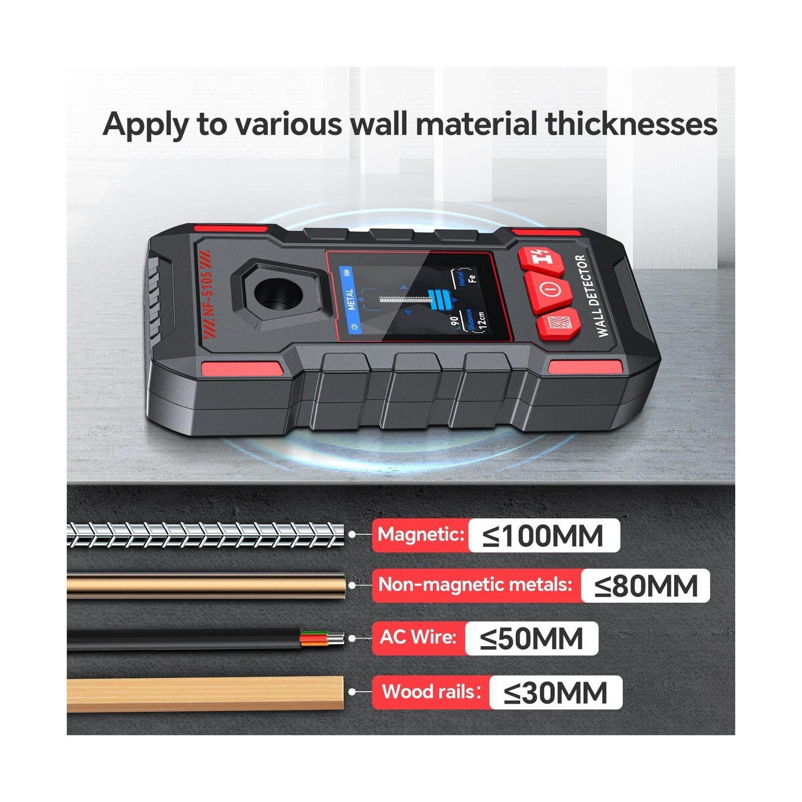 Stud Finder Wall Scanner with LCD Display Voice Alert Rechargeable