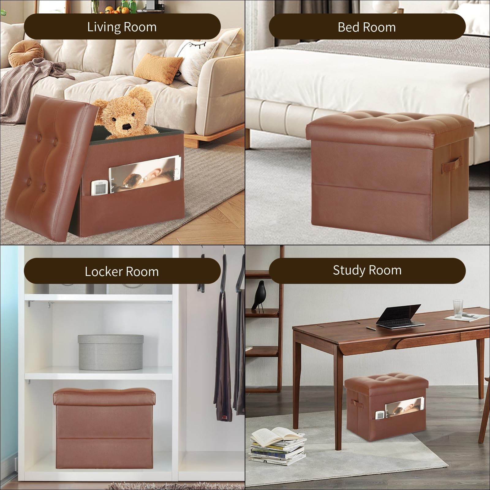 Storage Ottoman Foot Rest Stool. Folding Ottoman with Storage with Thicker Fo...