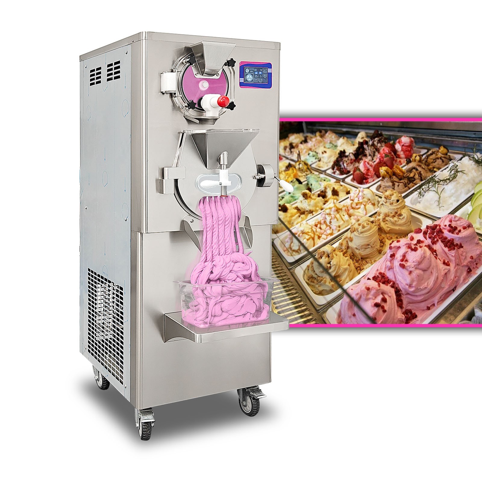 Kolice Commercial Gelato Hard Ice Cream Machine with Pasteurizer Function