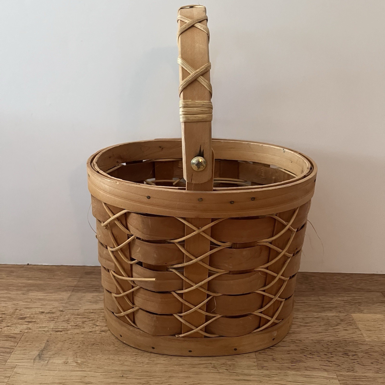 Vintage Oval Woven Basket With Handle