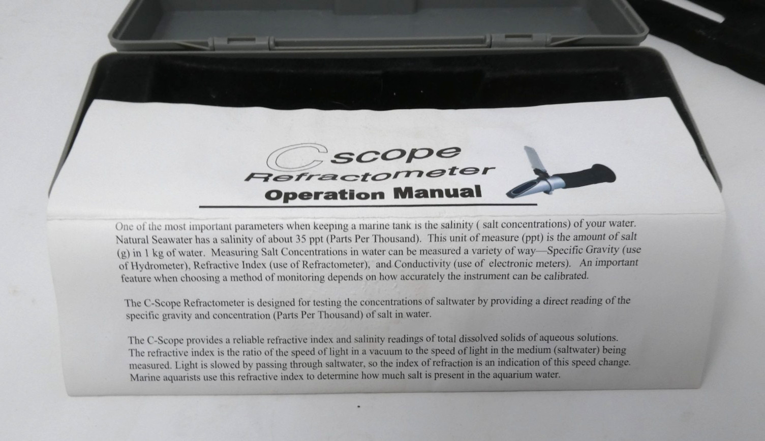JBJ C-Scope Refractometer Model CS/Manual For Testing Marine Salinity w/ Manual