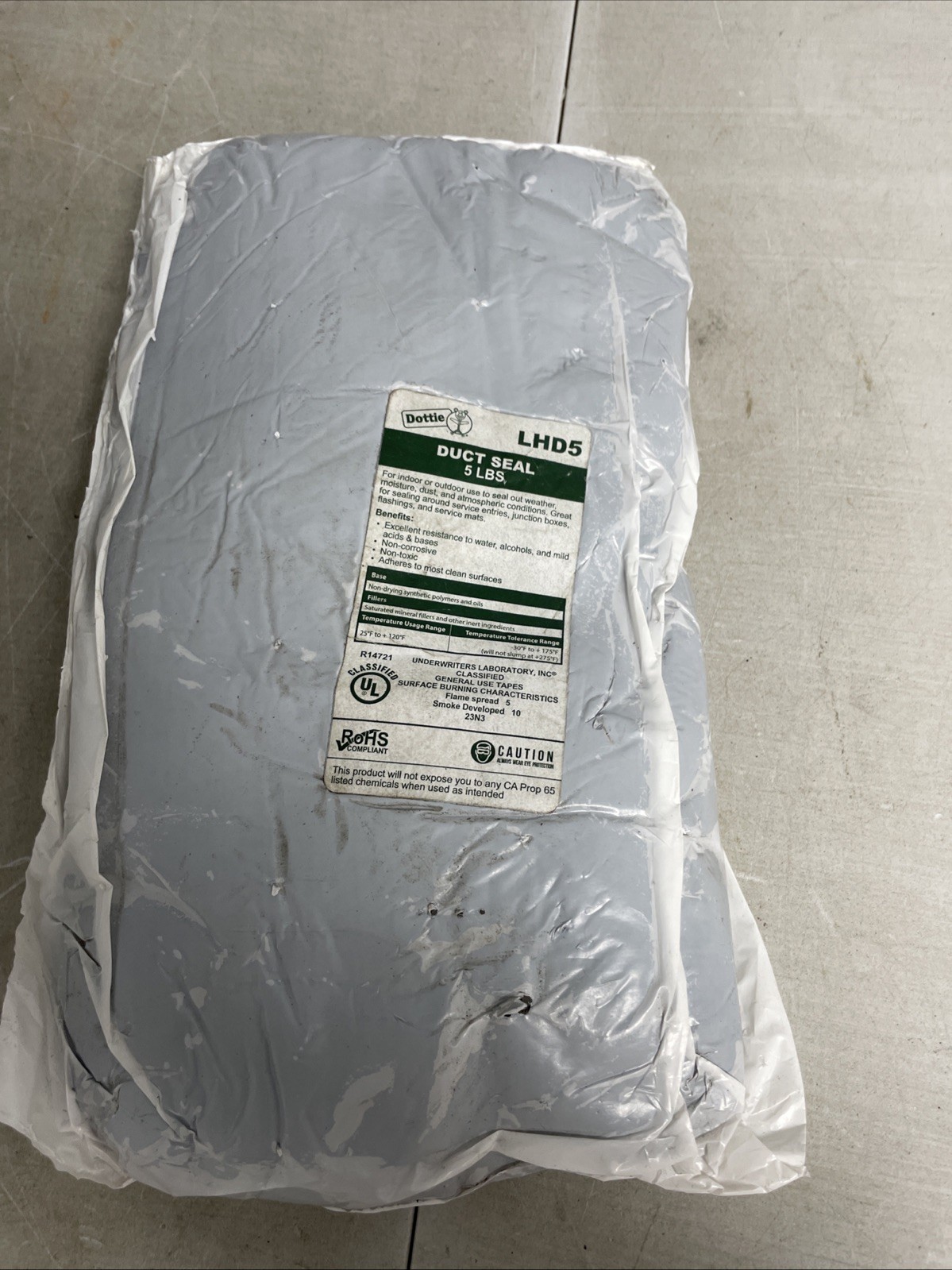 Dottie Duct Seal LHD5 5 lb for Indoor/ Outdoor Waterproof Airtight Seals