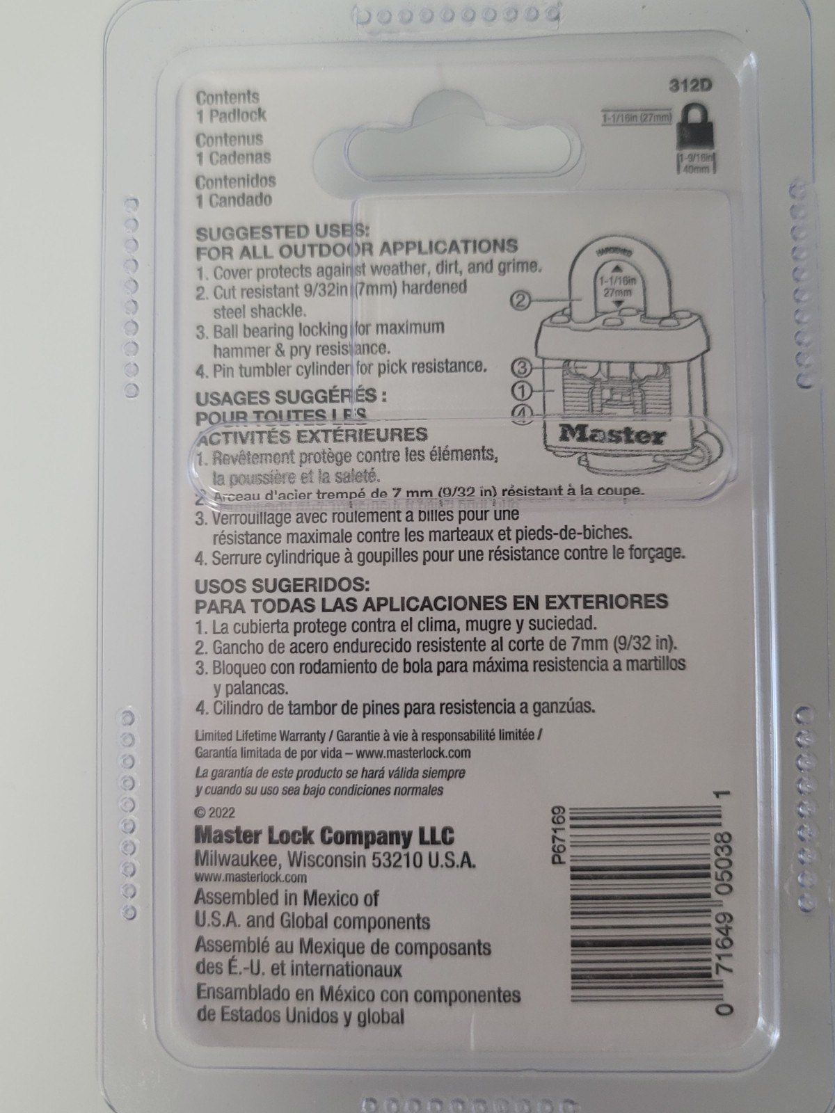 Two (2) Master Lock 312D Weatherproof Padlock Blue Weather Resistant