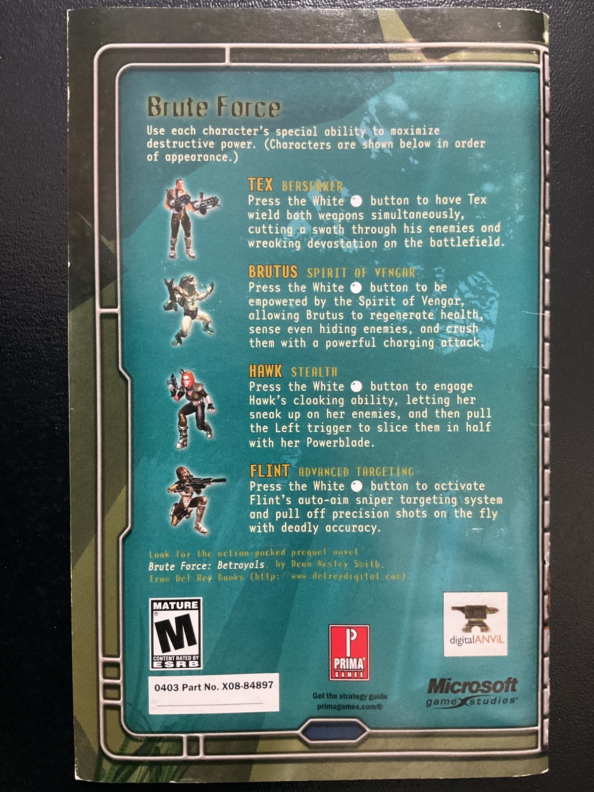 Brute Force Microsoft XBOX Instruction Manual Only