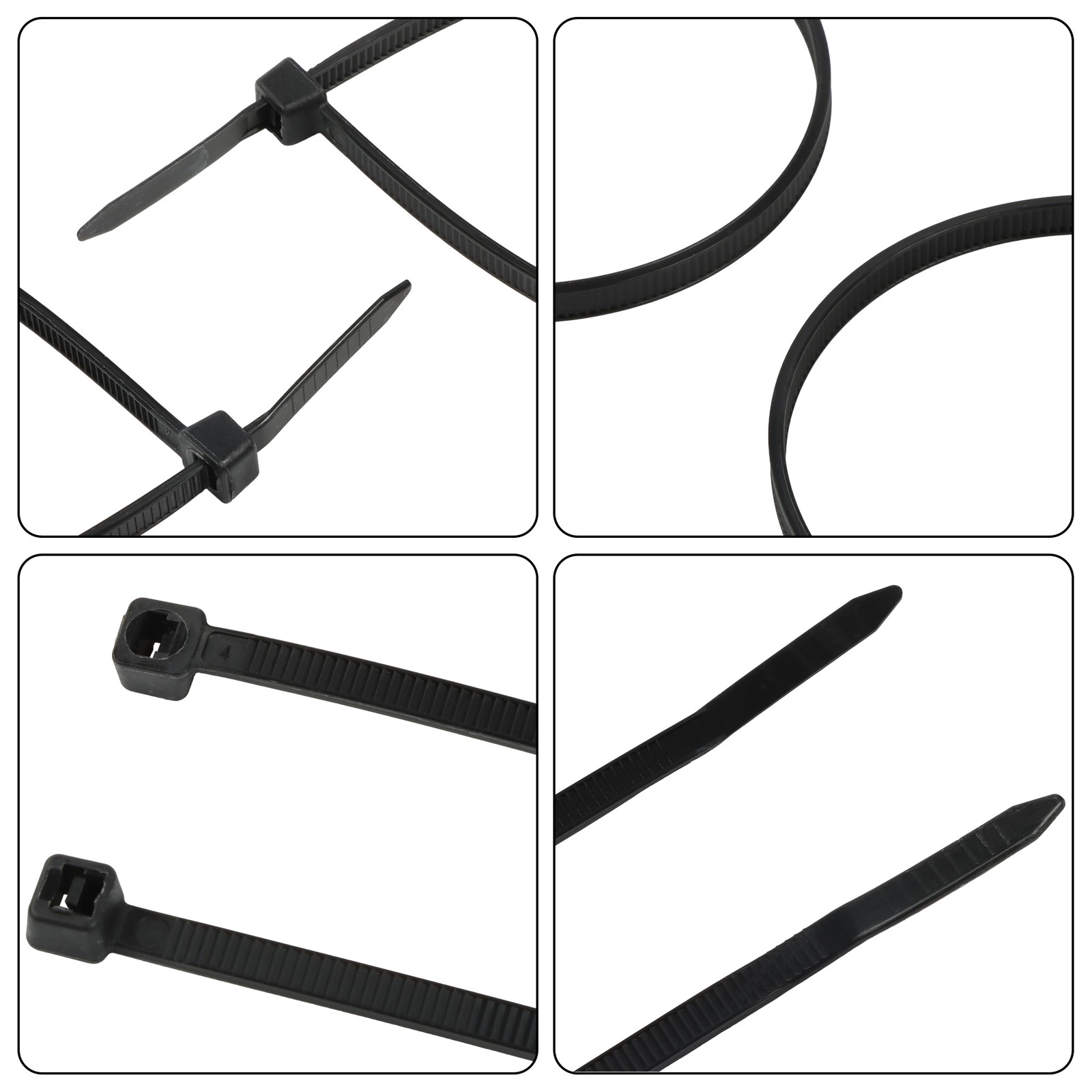 1000 Pack 12" Zip Ties Double-sided Toothed Cable Ties 100 lb Self-Locking