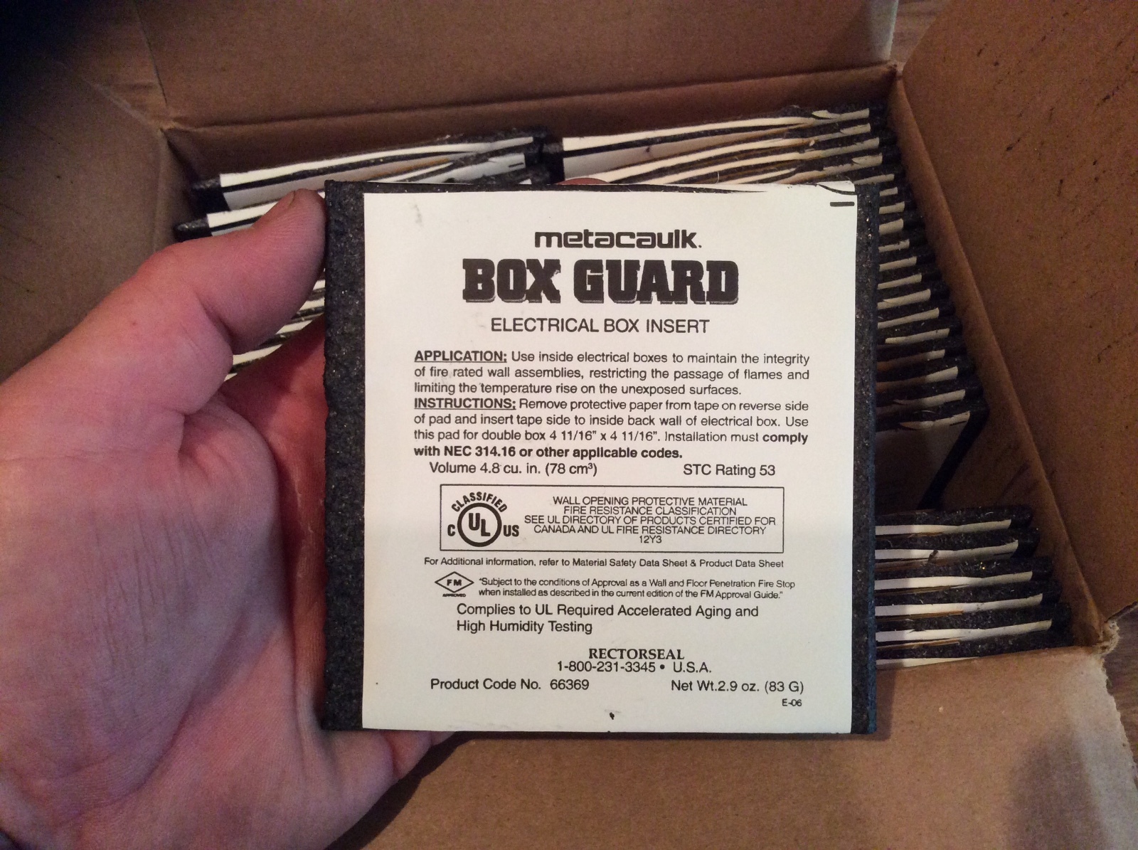 Metacaulk Box Guard 66369 (50 Packs)double box insert New in Box putty pad