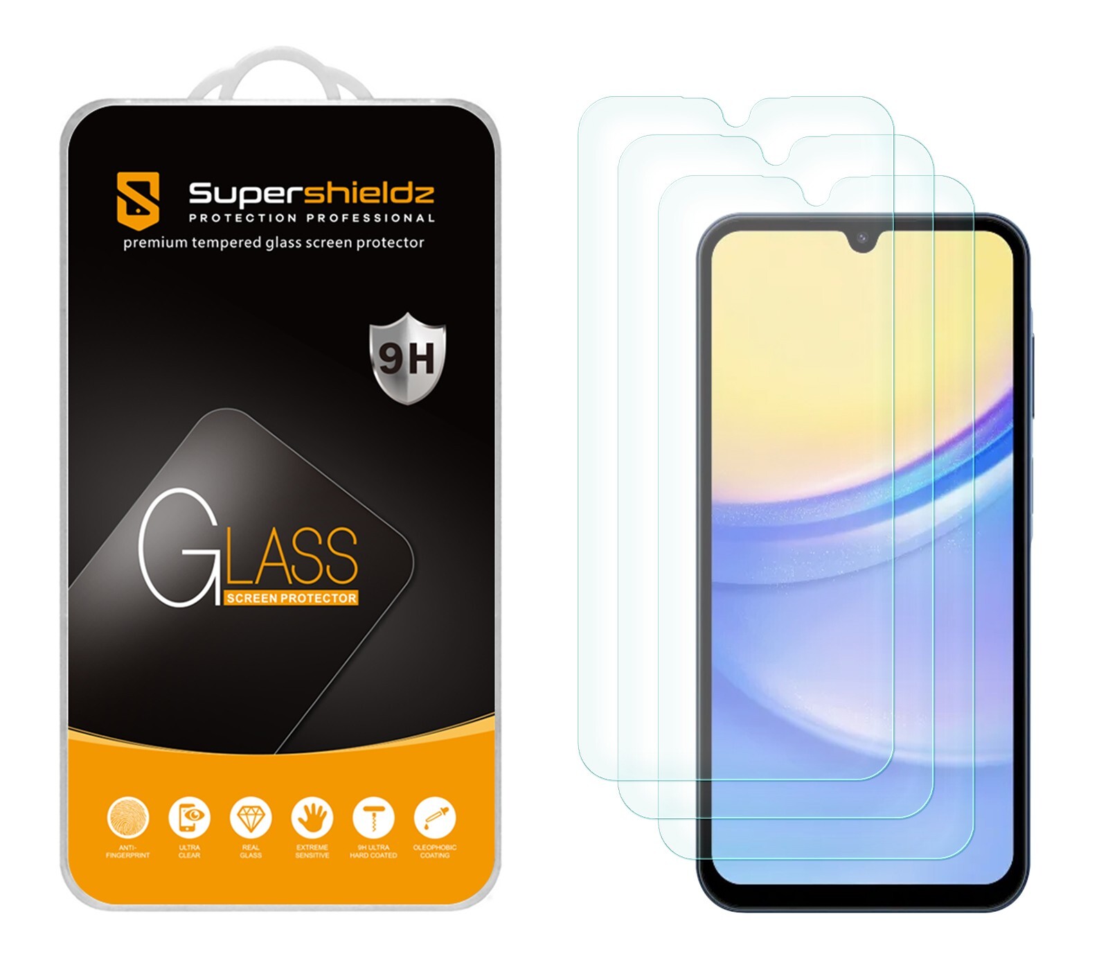 [3-Pack] Supershieldz Tempered Glass Screen Protector for Samsung Galaxy A15 5G