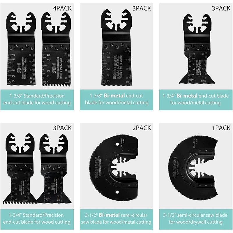 WORKPRO 23-Pieces Metal Wood Oscillating Saw Blades Set Quick Release Multitools