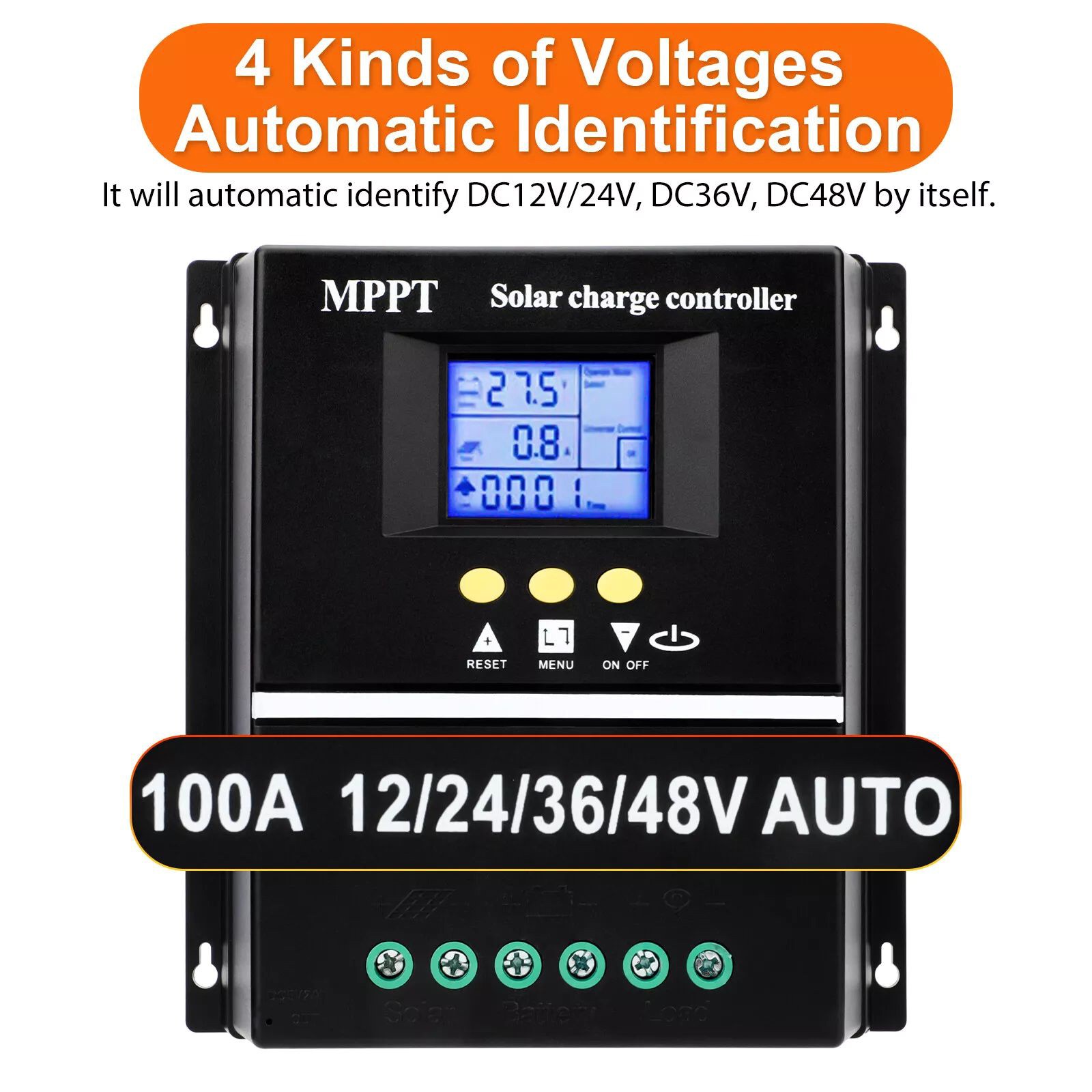 100A Dual USB MPPT Solar Charge Controller Inverter 12V 24V 36V 48V PV Regulator