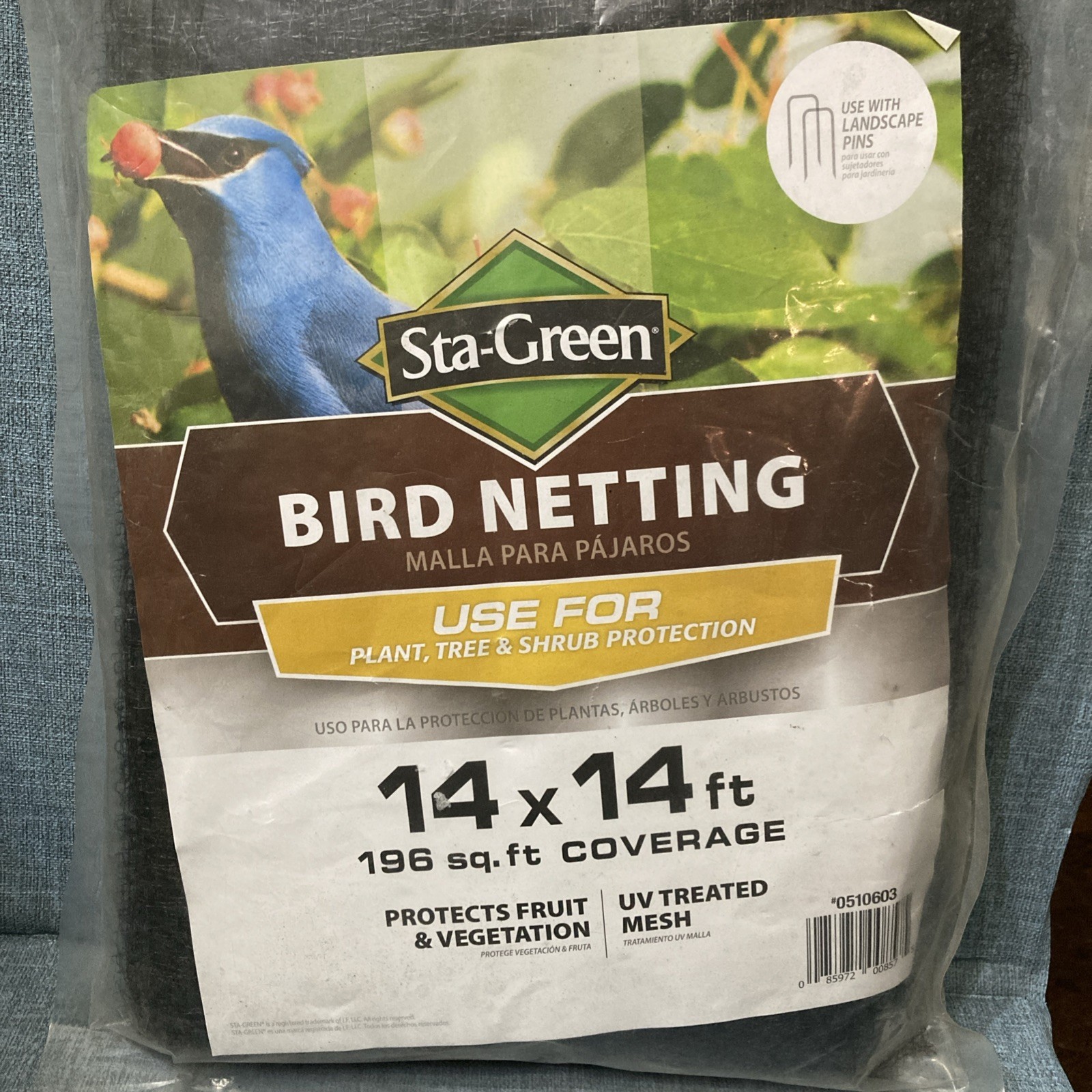 Sta-Green UV-Treated Mesh Bird Netting--Plants Trees Shrub Protection 14'x14'