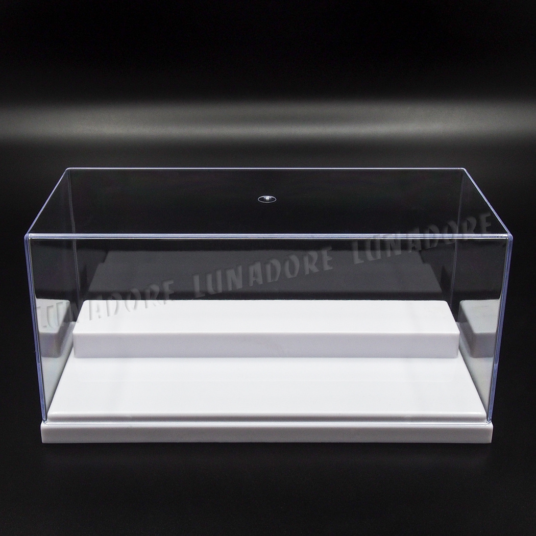 US Clear Acrylic Display Box Case 7.87" L Plastic 2 Step White Tray Dustproof UV