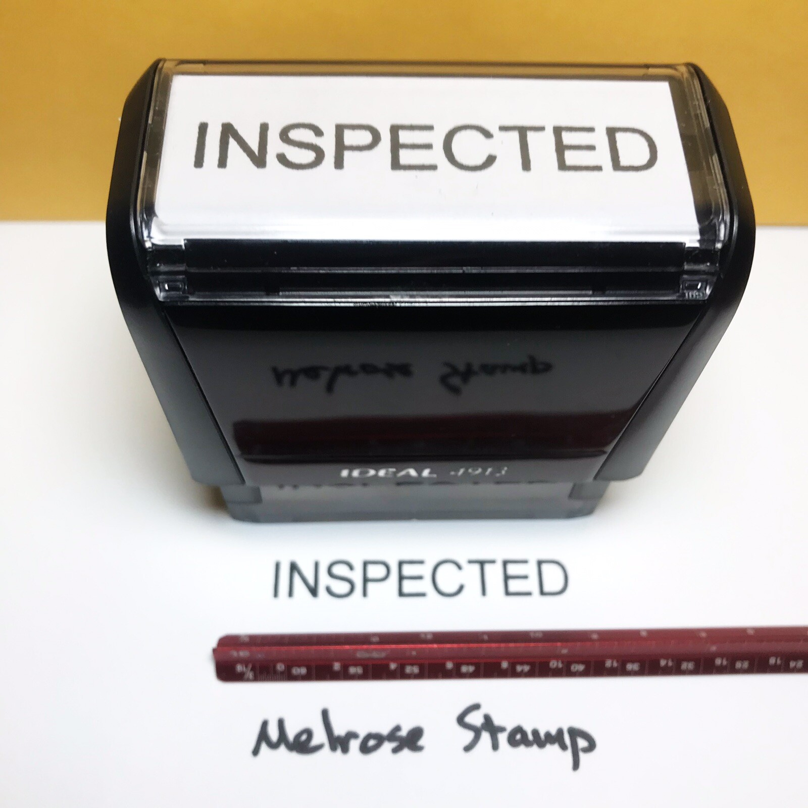 Inspected Rubber Stamp Black Ink Self Inking Ideal 4913