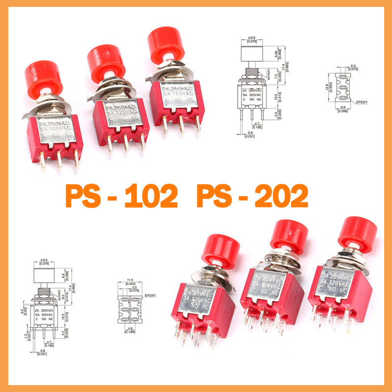 Toggle Switch 3 Pin 6 Pin On Off SPDT Brass Metal Contacts 5A 120VAC / 2A 250VAC