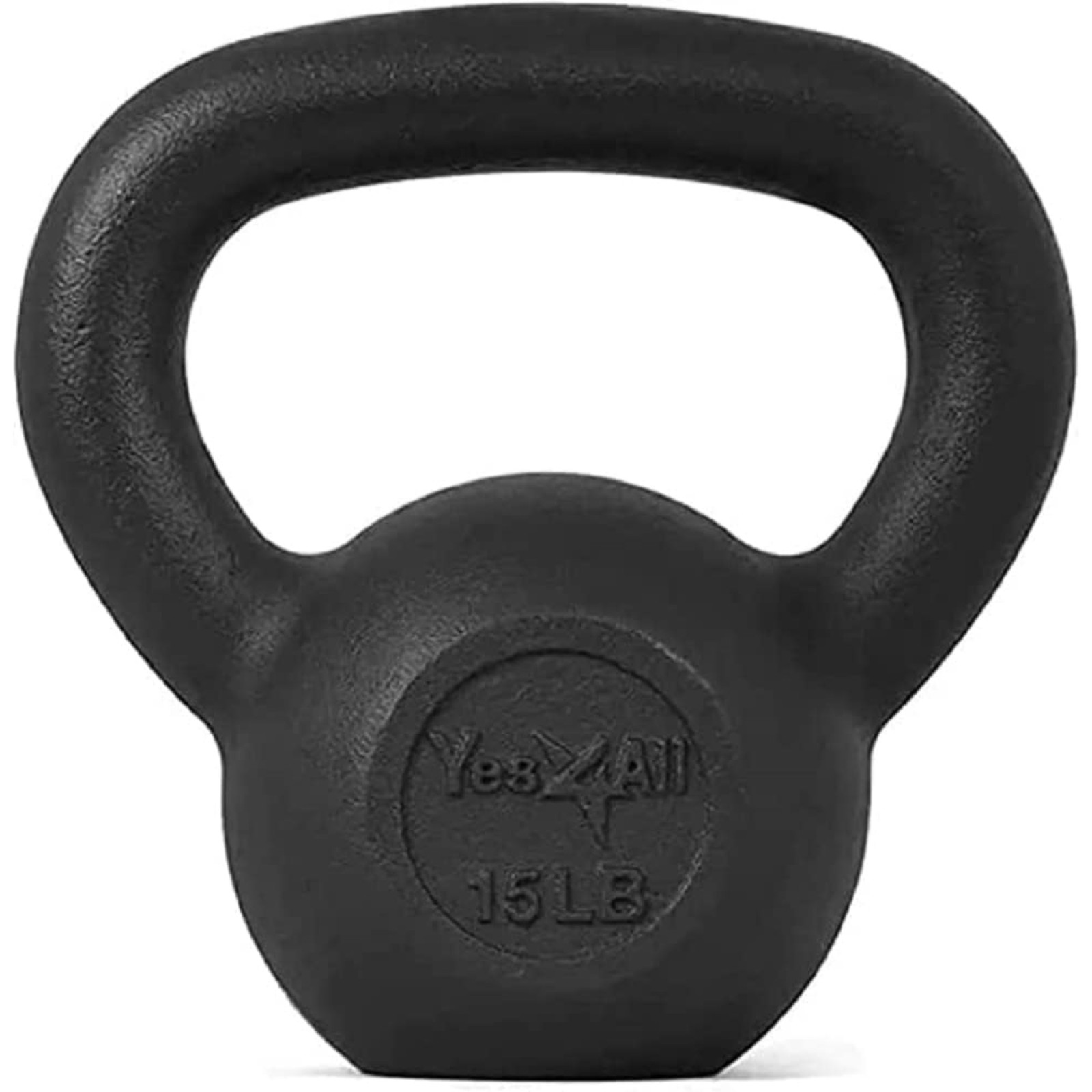 High Quality 15lb Solid Cast Iron Kettlebell Black for Strength Training