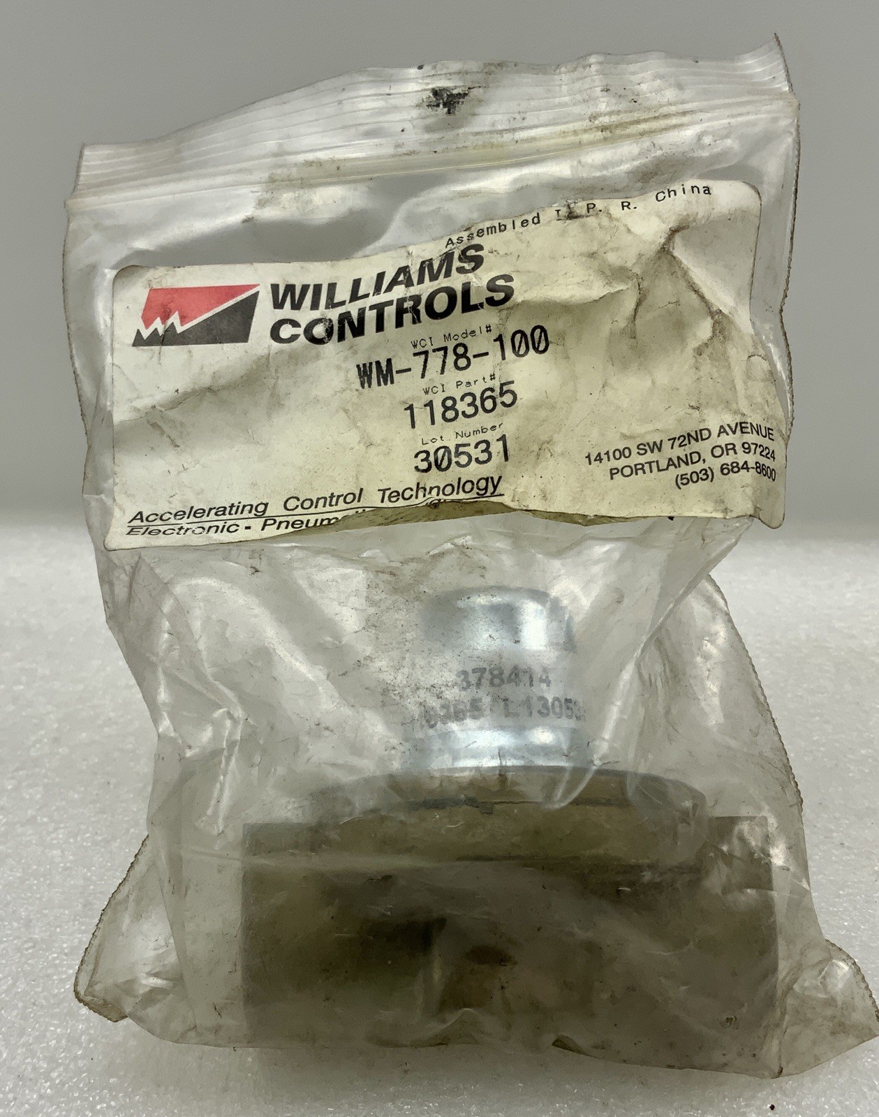 WILLIAMS CONTROLS - Pressure Protection Valve, P/N: WM-778-100