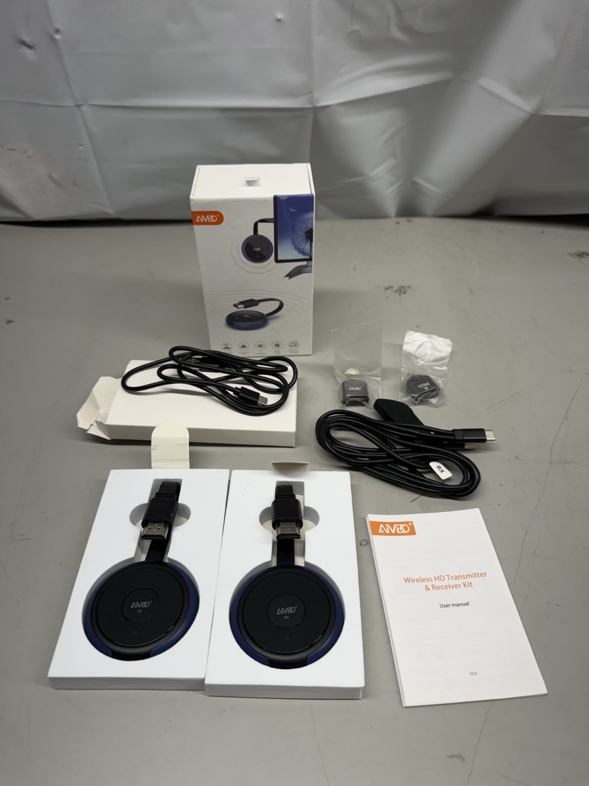 NEW Open Box AIMIBO Wireless HDMI Transmitter & Receiver Kit Q3 TX Q3 RX Blue