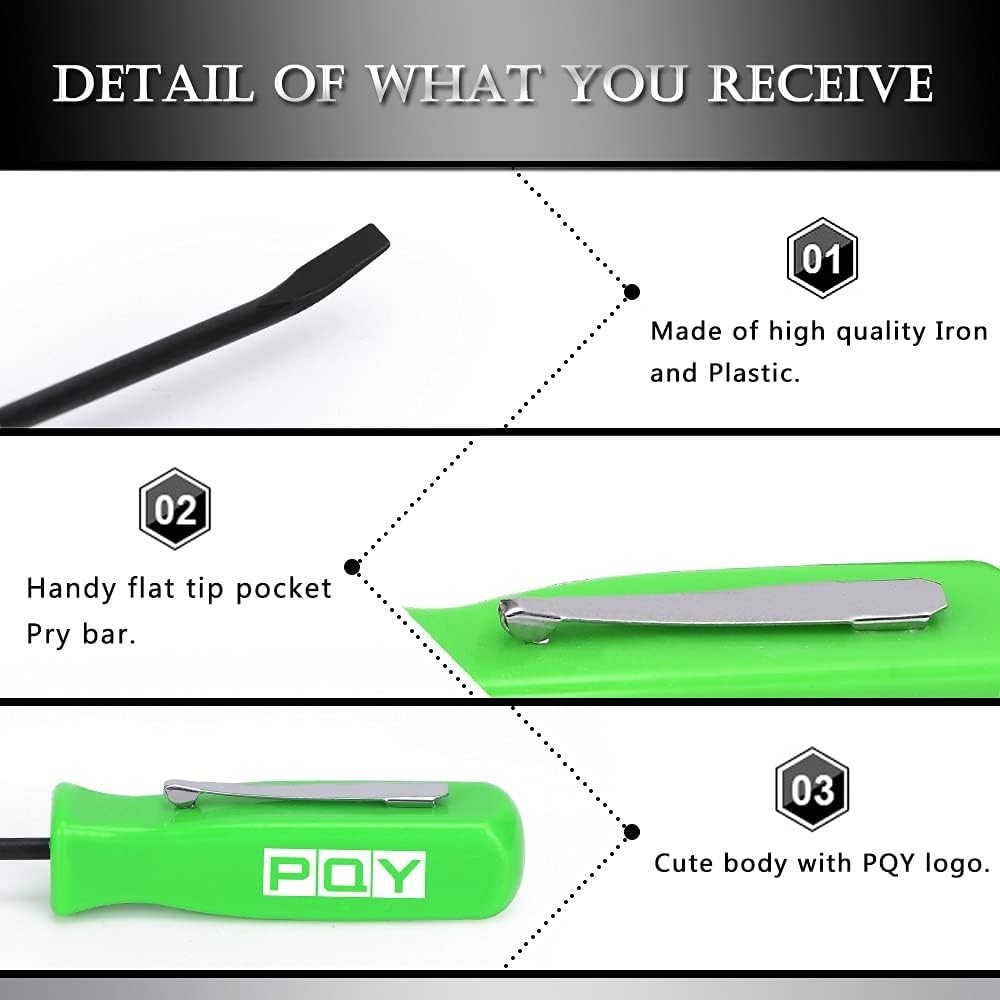 Durable Mini Pocket Pry Bar with Clip – 4.5” Green Tool for DIY Projects