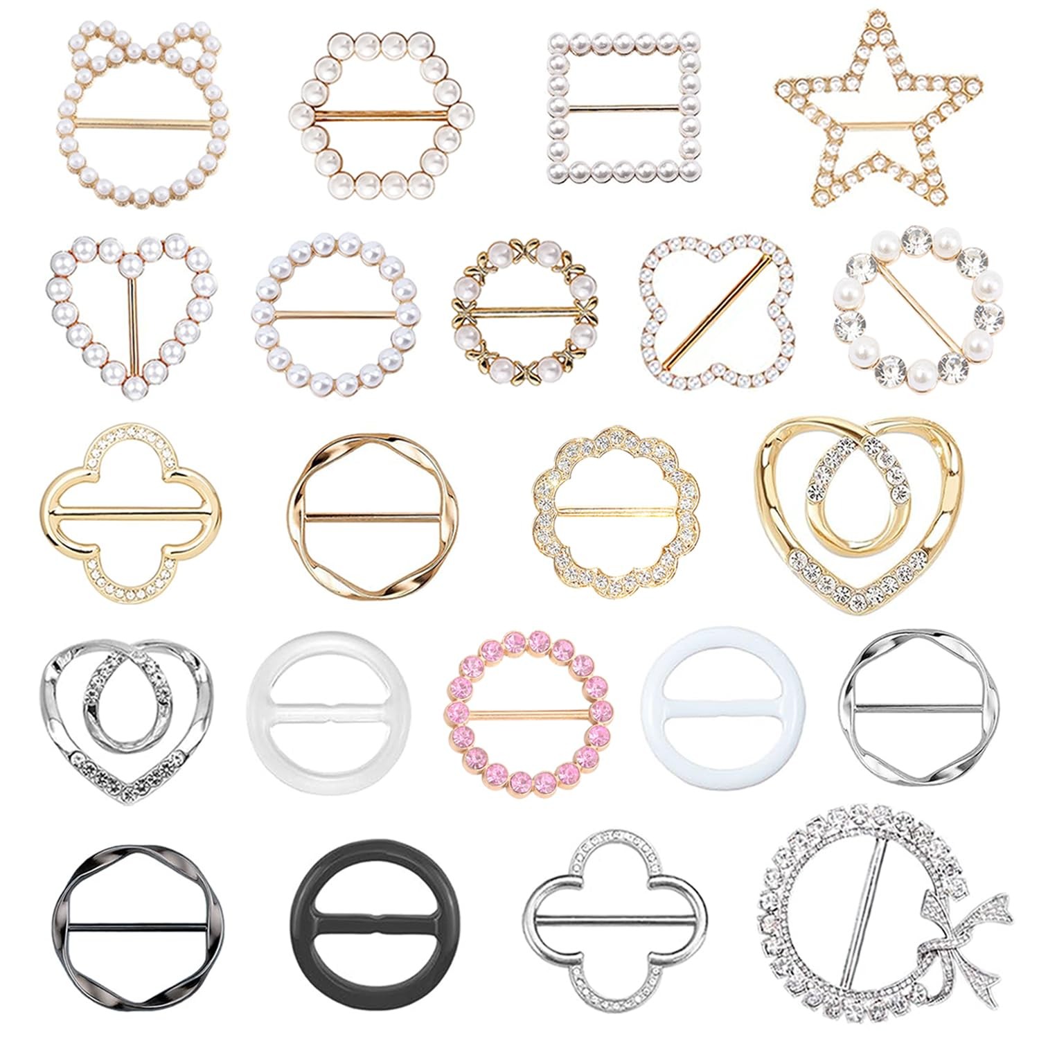 22 Pcs Shirt Ties Clips For Women, T Shirt Tie Or Rings Clips For Women For T...