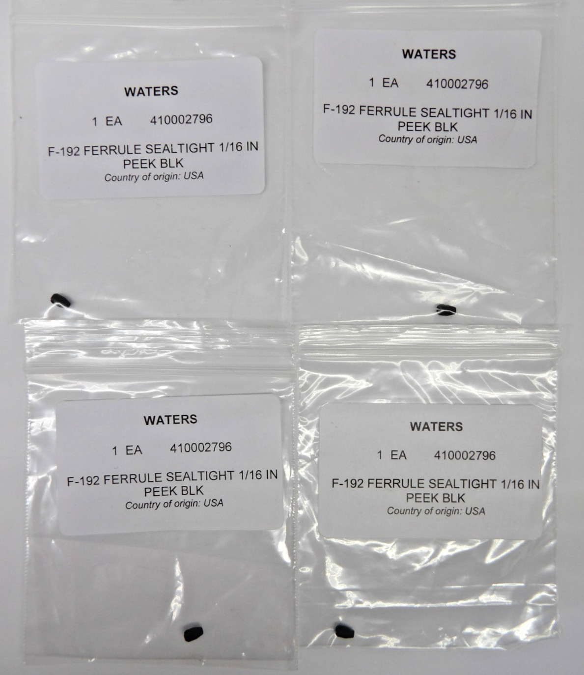 Waters 410002796 F-192 Ferrule SealTight 1/16” Peek Black , Qty: 4