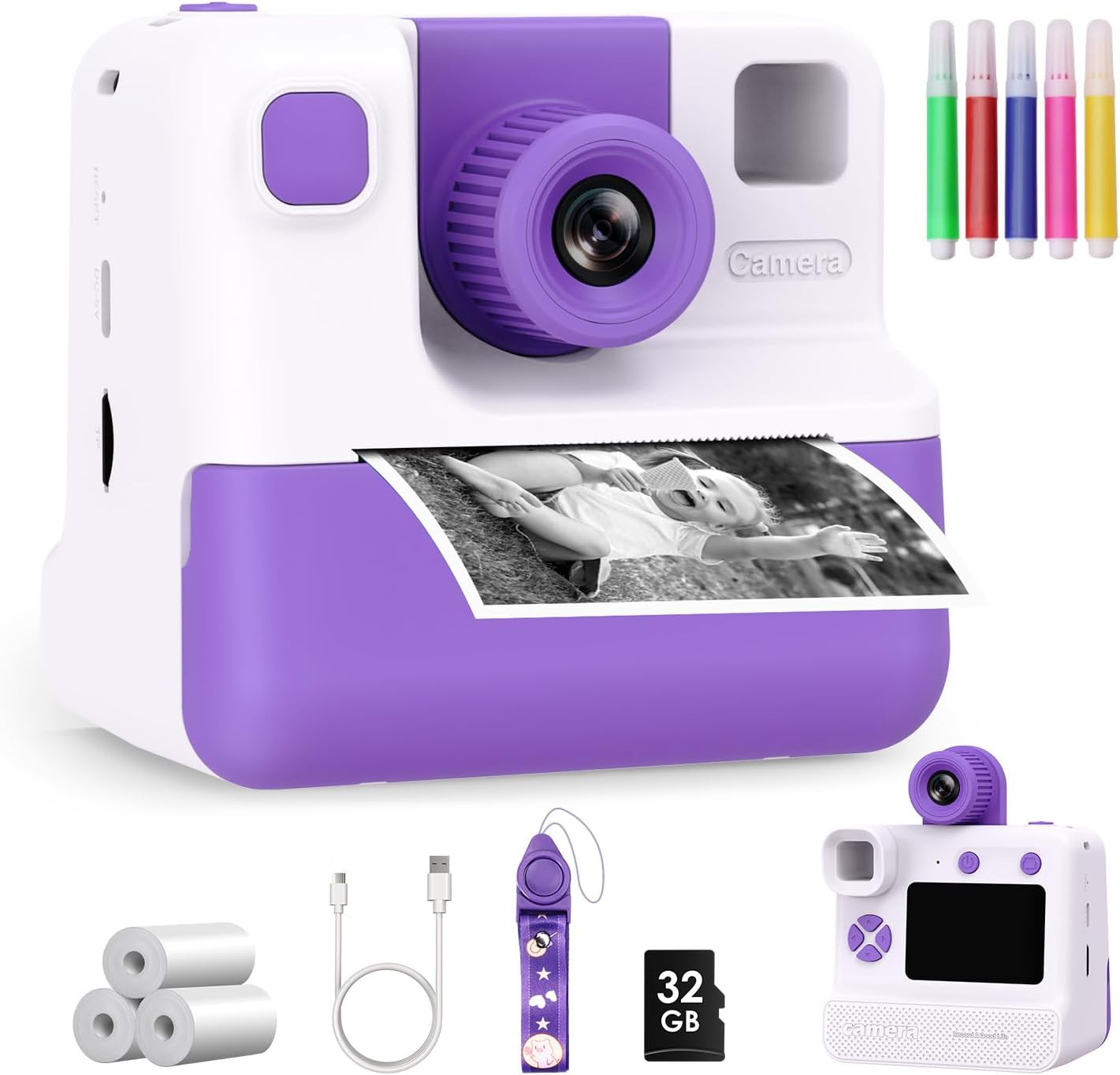 Kids Camera Instant Print, Christmas Birthday Gifts for Girl Boys 3-12 Years Old