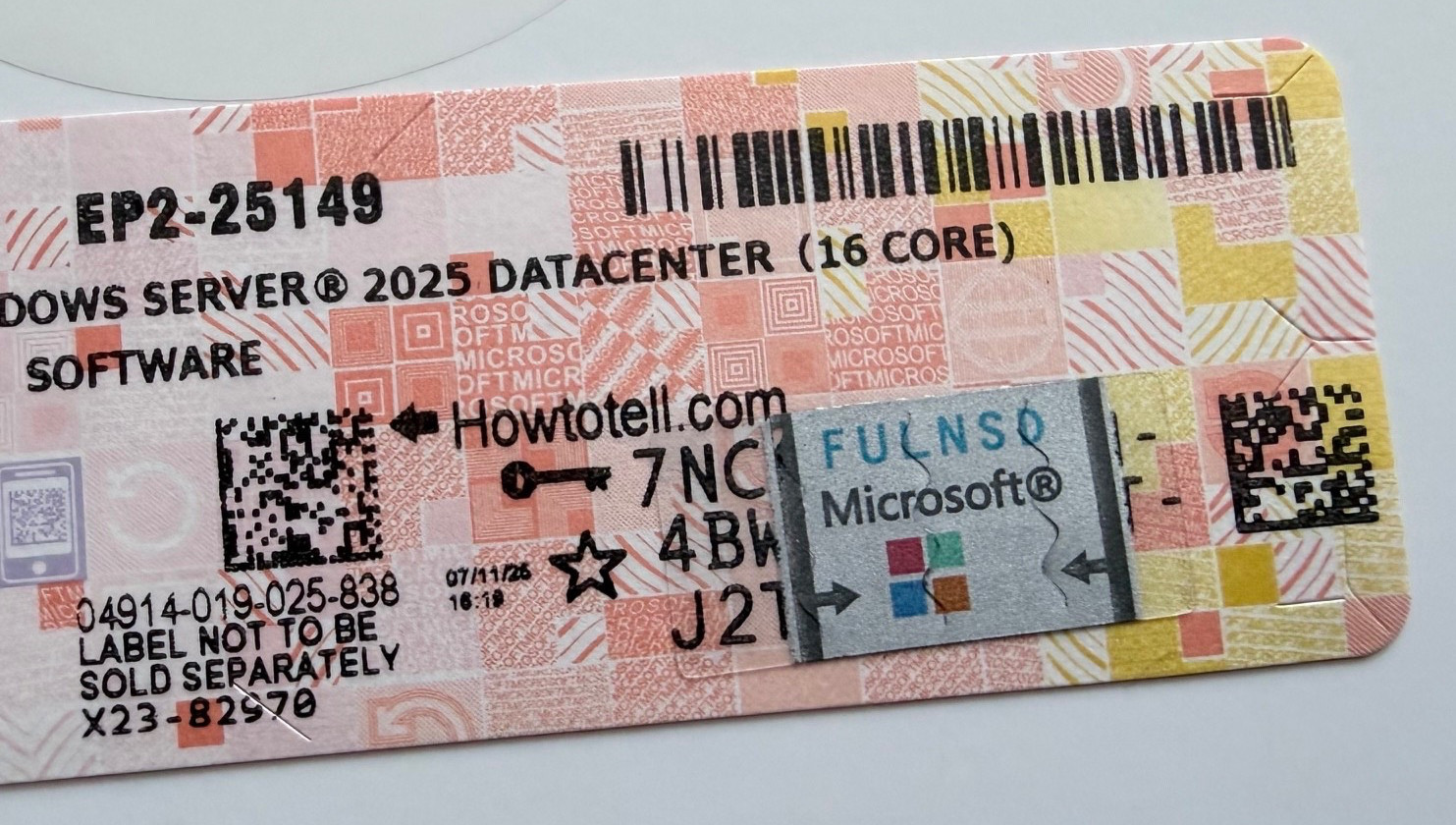 Microsoft Windows Server 2025 Datacenter 16 Core OEM DVD EP2-25149