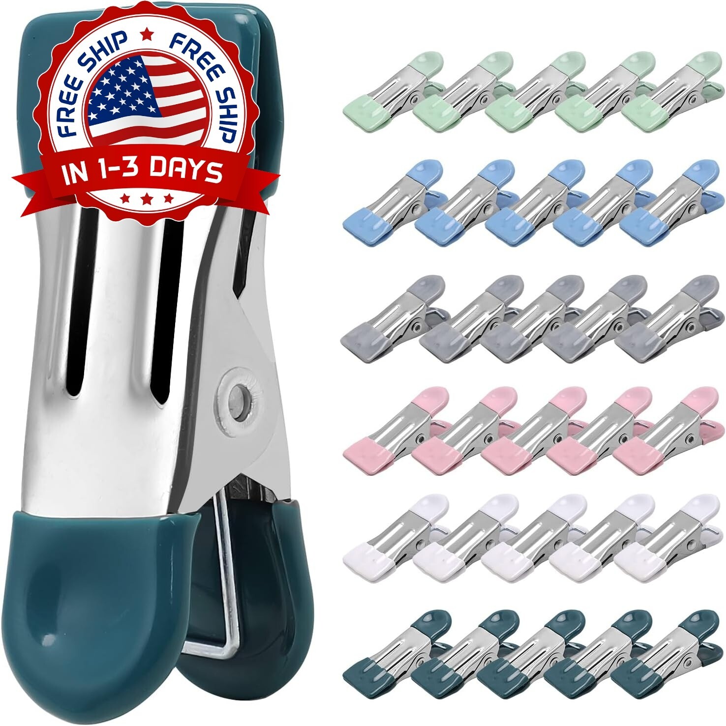 Paquete De 30 Pinzas De Acero Inoxidable Para Colgar Ropa 2,17 Pulgadas NEW US..