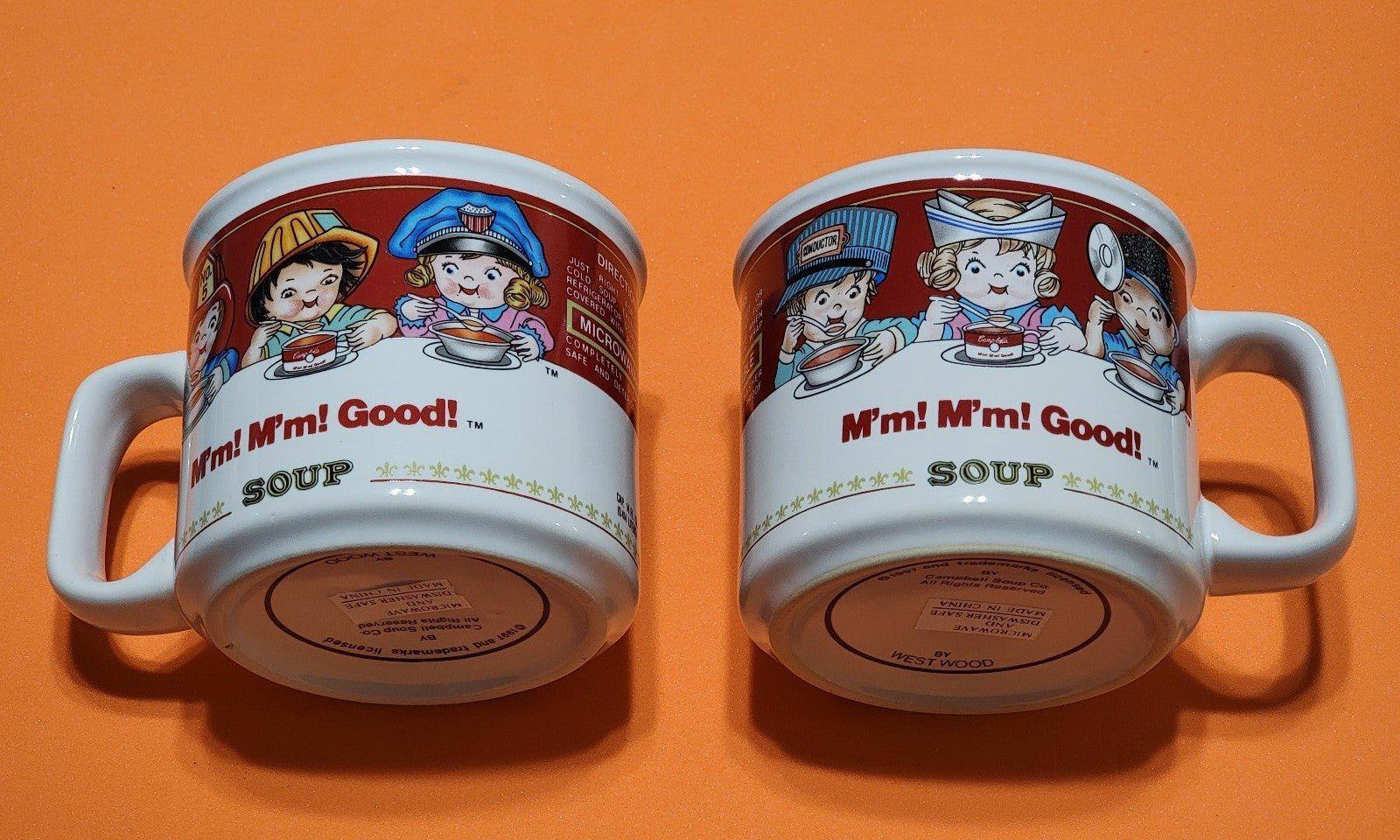 Set of 2 Vintage Campbell's Soup Coffee Mugs with M'm! M'm! Good! Logo