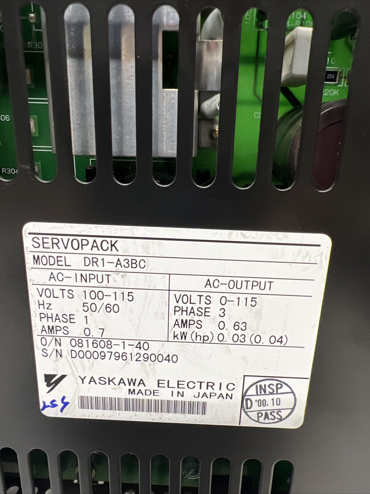 YASKAWA DR1-A3BC N00A SA-5 Servo AMP 100-115V