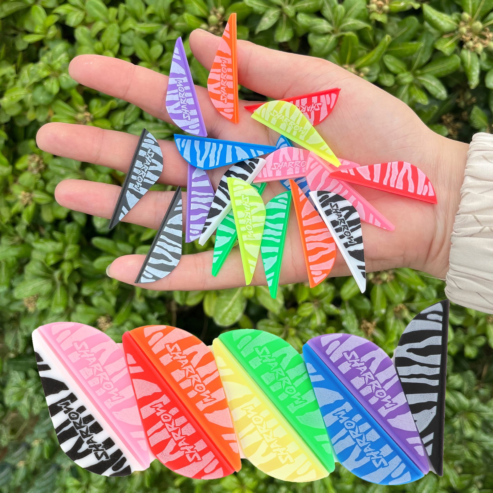 30pcs 2" Archery Arrow Feather Rubber Vanes Zebra-stripe Water Drop DIY Shooting