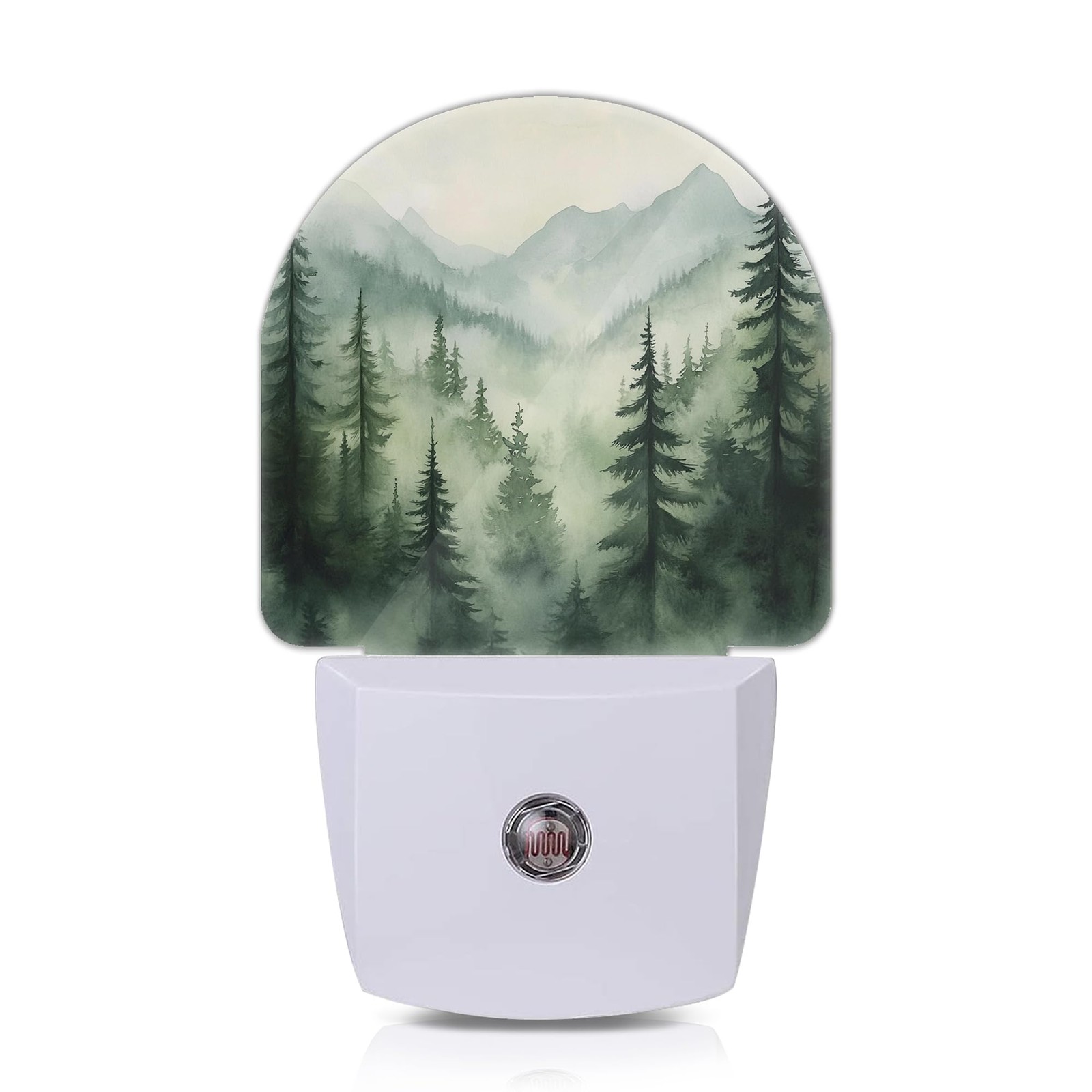 Mountain Night Light,Misty Forest Plug in Night Lights with Dusk to Dawn Sens...