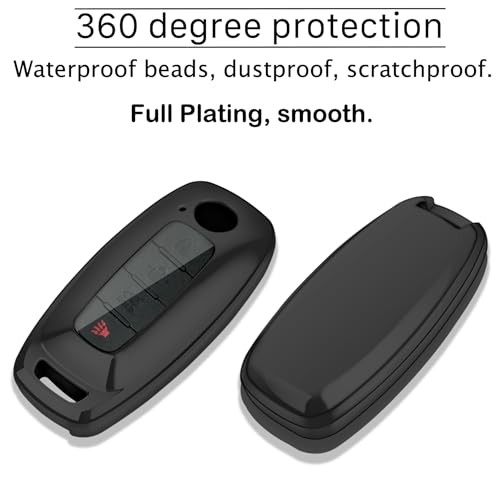 for Nissan Key fob Cover with Leather Keychain,TPU Key case,Compatible black