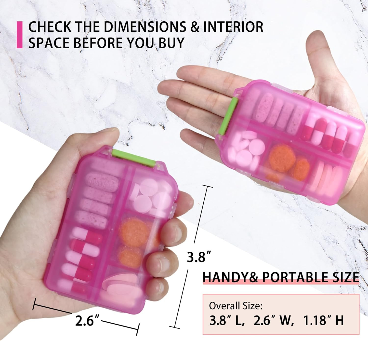 Pill Organizer with Medicine Labels Travel Daily Pill Container Mini Medication