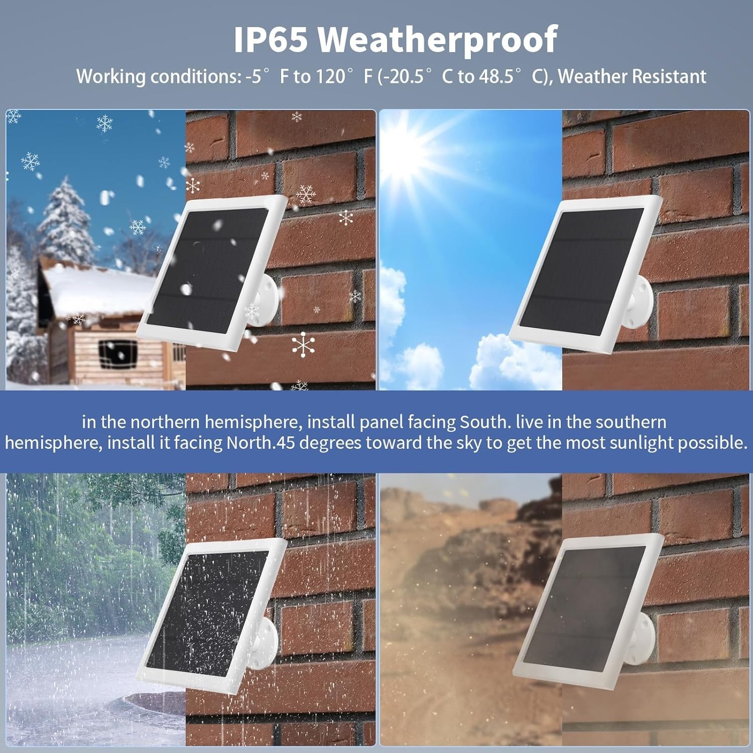 High Efficiency Solar Panel for Ring Camera - Dustproof & Waterproof Design