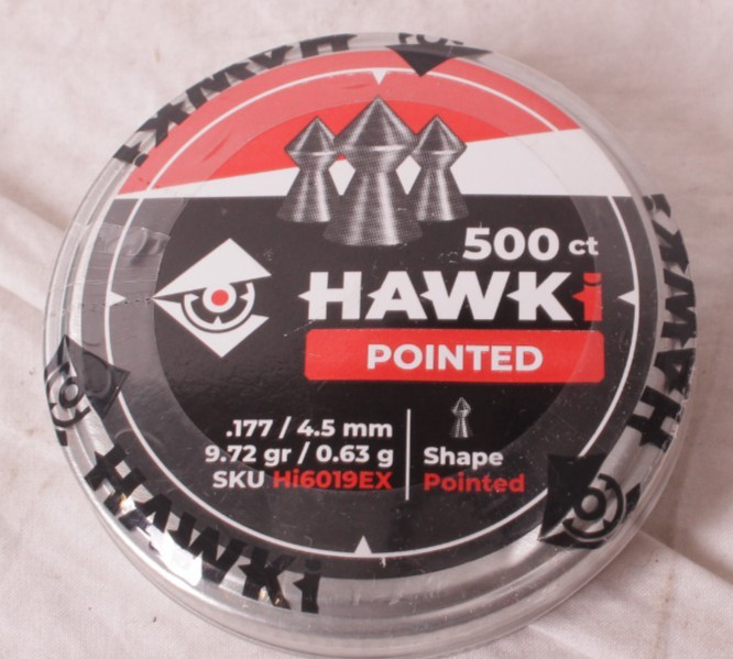 Hawki Airgun Pellets .177 / 4.5mm Caliber 9.72gr /0.63 g 500 ct Hi6019EX pointed
