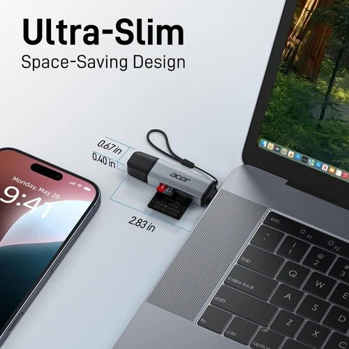 acer SD Card Reader USB C Dual Slots USB 3.0 Type C to Micro SD Card Adapter