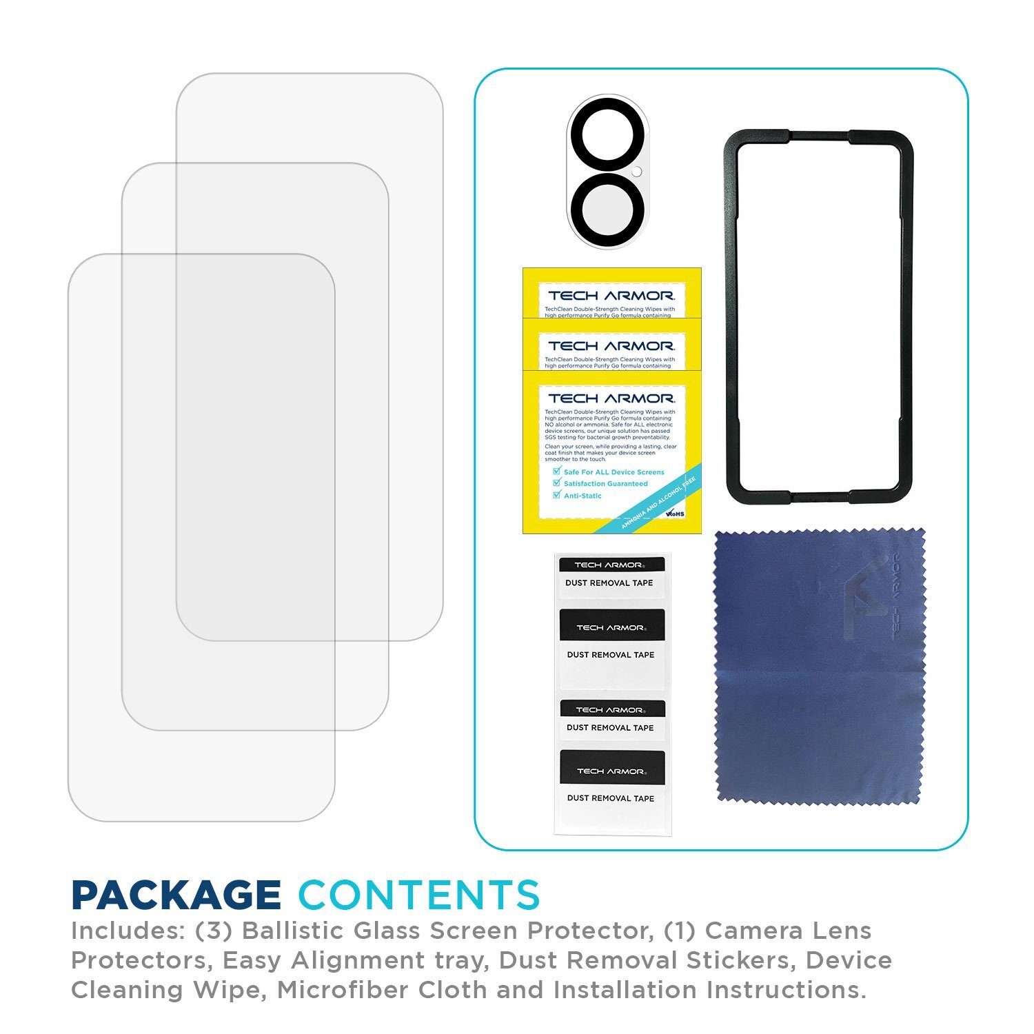 Tech Armor Ballistic Glass Protector for iPhone 16 Plus - 3 Pack