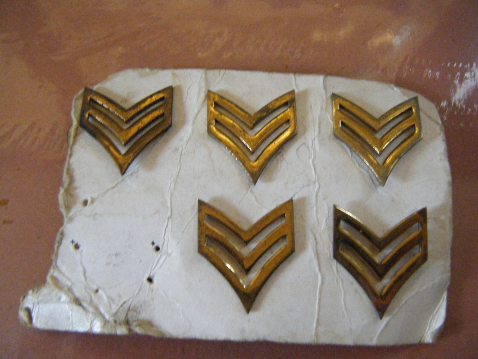 5 U.S. Army Sargent Gold Rank Metal Pins with Backs